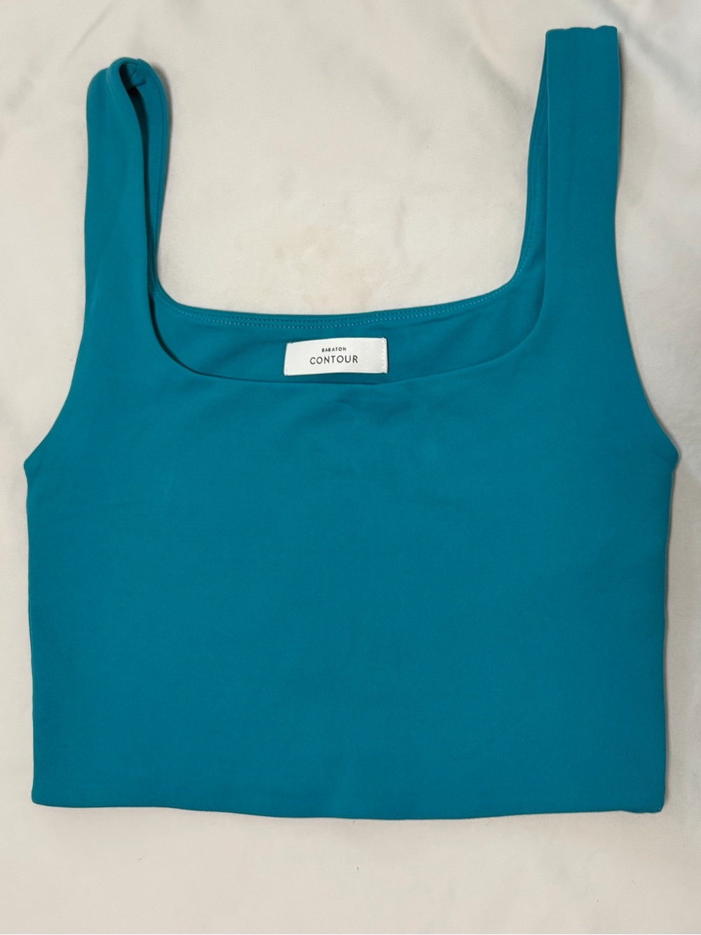 Babaton Contour Tank Top XS Teal Blue Green Square Neck Fitted Sleeveless